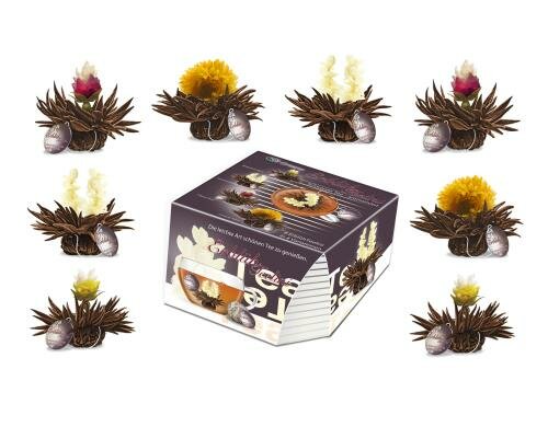 Creano Erblühteelini Schwarztee 8er Box 8 Teeblumen in 4 Variationen