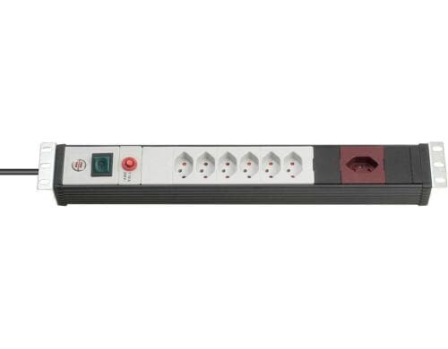 Brennenstuhl Premium-Line 19 Steckdosenl. 6+1 quer xT13, mit Schalter, gr/rt, KGS