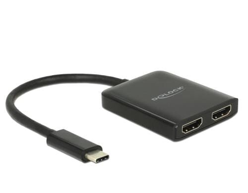 Monitor Splitter USB Typ-C  zu 2X HDMI 4K bis 30Hz, schwarz, DP Alternate Mode