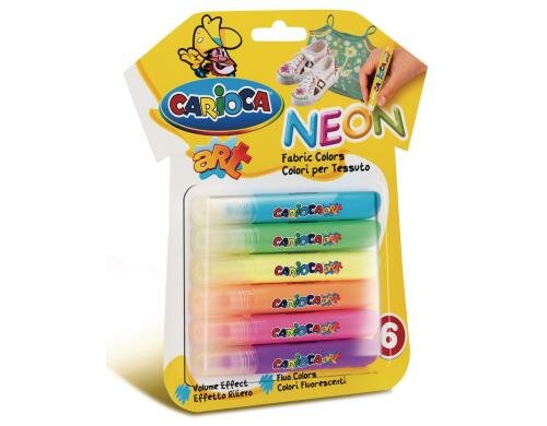 Carioca Textilfarbetuben Fabric Neon Color 6er Pack, 6x10.5ml