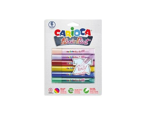 Carioca Textilfarbetuben Fabric Pearl Color 6er Pack, 6x10.5ml