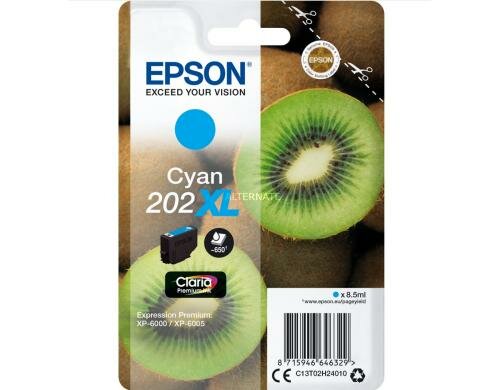 Tinte Epson C13T02H24010, cyan, 8.5ml, zu XP-6000, XP-6005