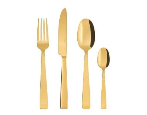 Sambonet Tafelbesteck, 24 Set, Flat  PVD 6 Tafelmesser, 6 Gabeln, 6 Löffel, 6 TL
