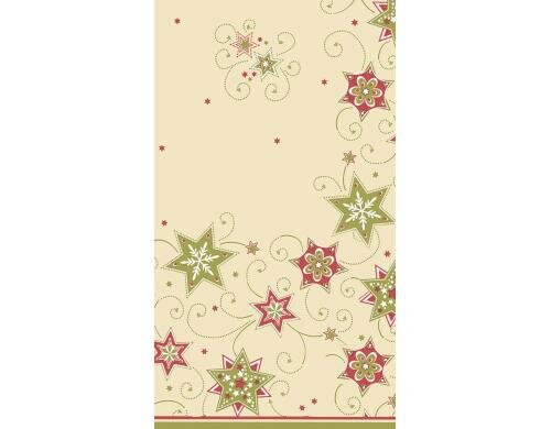 B&H Tischmitteldecke Sternwirbel Grösse 80x80cm, gold/grün/creme