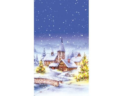 B&H Tischdecke Weihnachtsdorf Grösse 120x180cm, blau