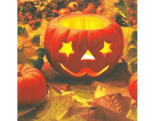 B&H Servietten Kürbis-Windlicht Grösse 33x33cm, 20 Stück, 3-lagig