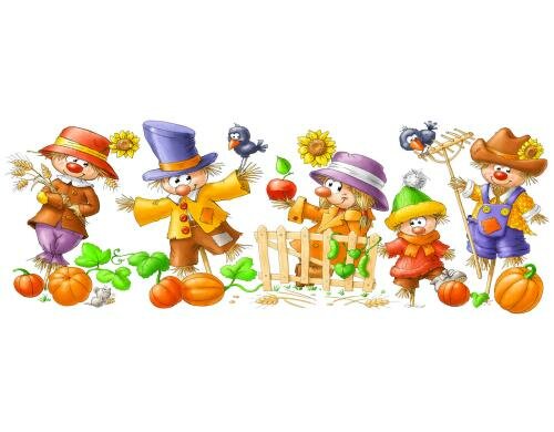 B&H Fensterbild Lustige Strohpuppen Grösse 16.5x48.5cm