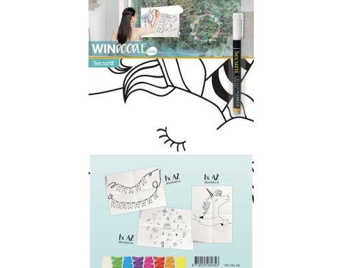 Securit Fensterschablonen Birthday Girl A2 3er Set, inkl. 1 Kreidestift