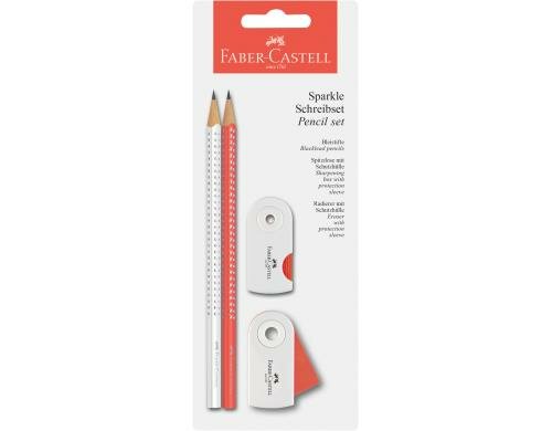 FABER-CASTELL Bleistift Sparkle niokorall/weiss, inkl. Spitzer und Radierer