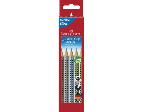 FABER-CASTELL Farbstifte Jumbo GRIP Metalli 5er Etui, dreieckig