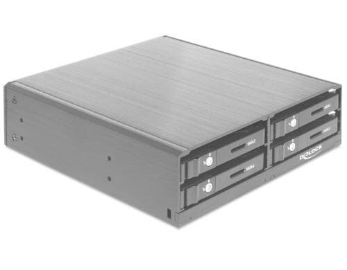 Delock HDD Einbausatz, 4x 2.5 HDD in 5.25 schwarz, Hot-Swap, abschliessbar