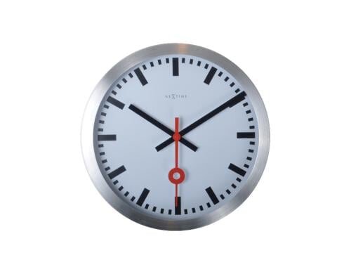 NexTime Wanduhr Station gebürstet Durchmesser 19 cm