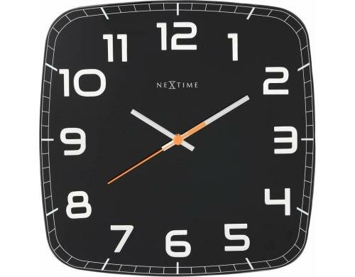 NexTime Wanduhr Classy Square Schwarz 30 x 30 x 3.5 cm