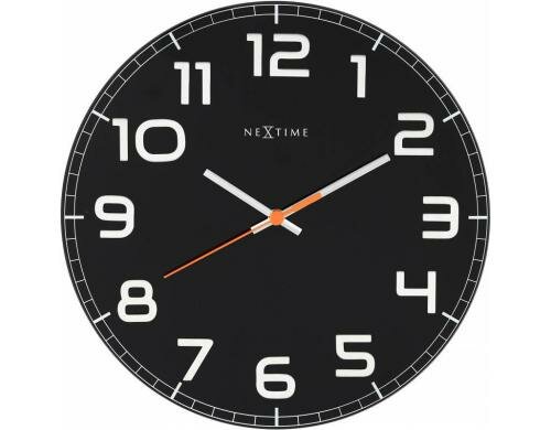 NexTime Wanduhr Classy Round Schwarz Durchmesser 30 x 3.5 cm
