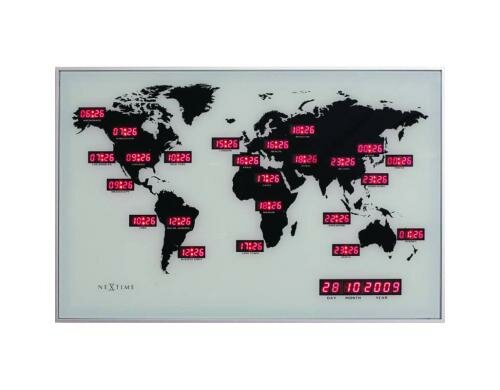 NexTime Wanduhr World Time Digit 55 x 36 x 4 cm
