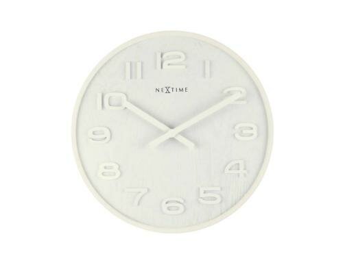 NexTime Wanduhr Wood Wood Big Weiss Durchmesser 52.8 x 3 cm