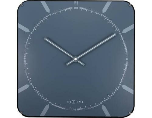 NexTime Wanduhr Michael Square Dome Blau 35 x 35 cm