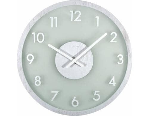 NexTime Wanduhr Frosted Wood Weiss Durchmesser 50 cm