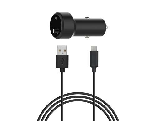 XQISIT Car Charger 2.4A Single USB+Mic. USB schwarz