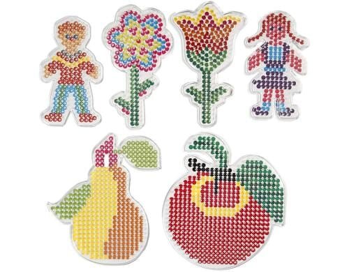 Creativ Company Steckplatten-Set Medium 6 Stück, Blumen und Tiere