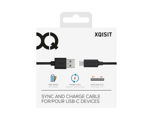 Xqisit Charge&Sync 3m USB C / USB A schwarz