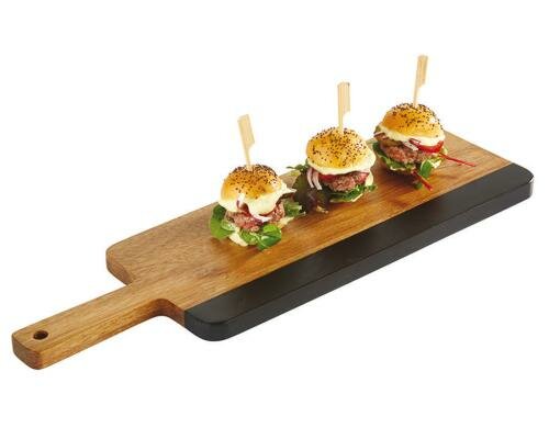 Paderno Servierplatte 30.5cm Grösse 30.5x13x1.5cm, Akazie/Schiefer