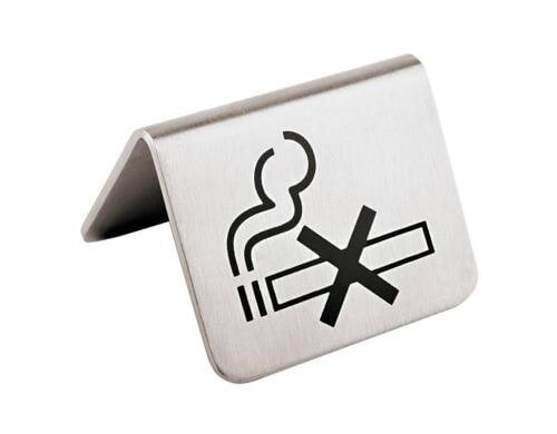 Paderno Tischaufsteller Rauchen verboten 2 Stück, Grösse 5.5x5x3.5cm, Edelstahl