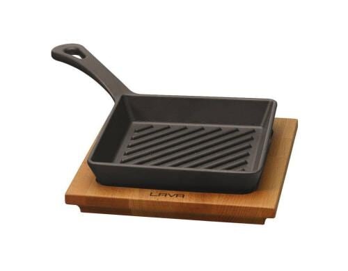 Paderno Bratpfanne mit Holzbrett Grösse 16x16cm