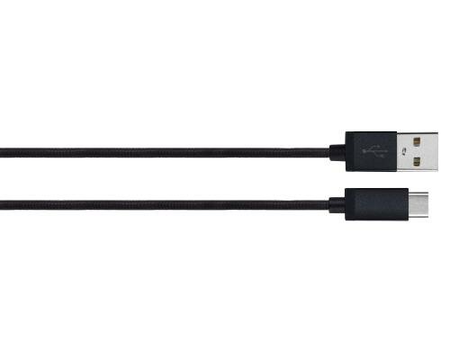 Xqisit Cotton 1.8m USB C 3.0 / USB A schwarz, baumwolle