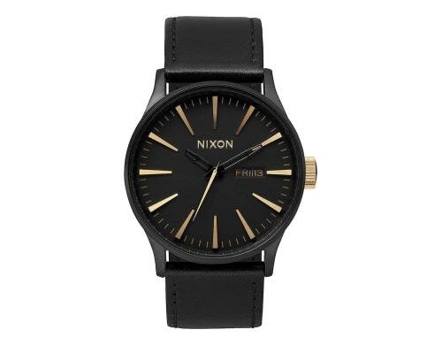 Nixon Sentry Leather Matte Black Gold Herrenuhr, 42mm