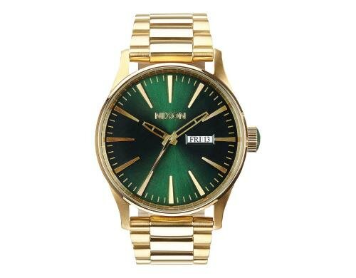 Nixon Sentry SS Gold Green Sunray Herrenuhr, 42mm