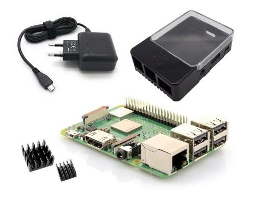Raspberry Pi 3 Typ B+ Light Starterkit Inkl. Pi 3 B+,Netzteil, Kühlkörperset, Case