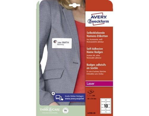 Avery Zweckform Namensetiketten 80 x 50, Acetatseide, 200 Etiketten