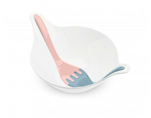 Koziol Salatschüssel Leaf XXL blau/rosa 4L, spülmaschinenfest