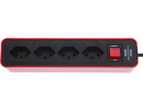 Brennenstuhl Ecolor Steckdosenleiste 4xT13, mit Schalter, rot/schwarz, 1.5m