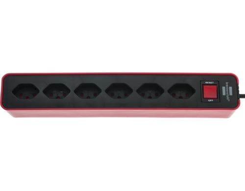 Brennenstuhl Ecolor Steckdosenleiste 6xT13, mit Schalter, rot/schwarz, 1.5m