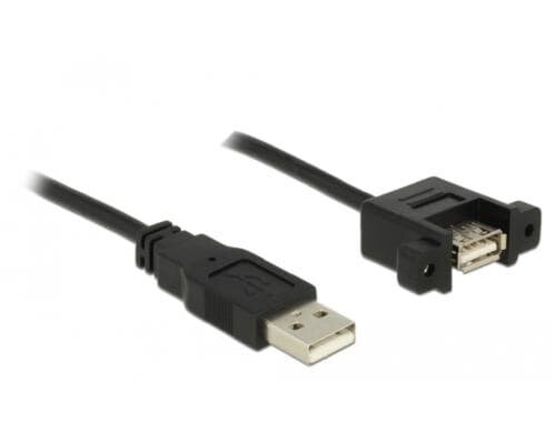 USB2.0-Kabel A-A: 25cm,zum einseitig Einbau Stecker-Buchse, mit Schrauben