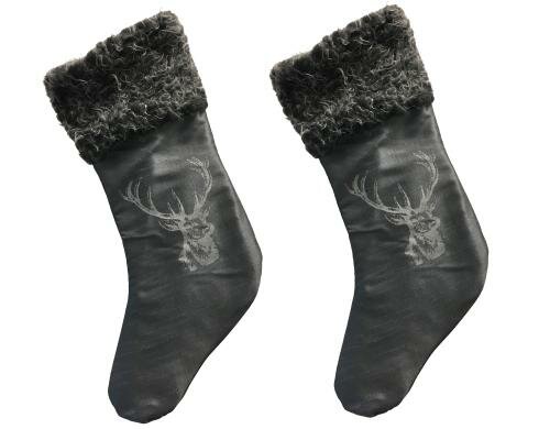 Dameco Weihnachtsdeko Nikolausstiefel 2 Stück, silber, 43cm