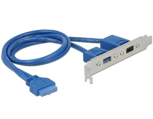 Delock 84930 Slotblech USB 3.1 Pin Header 19 Pin 1 x intern > 1 x USB-A, USB-C