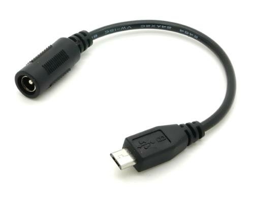 USB2.0-Kabel 5.5mm/2.1mm Strom -  MicroB Adapterstromkabel 15cm, schwarz