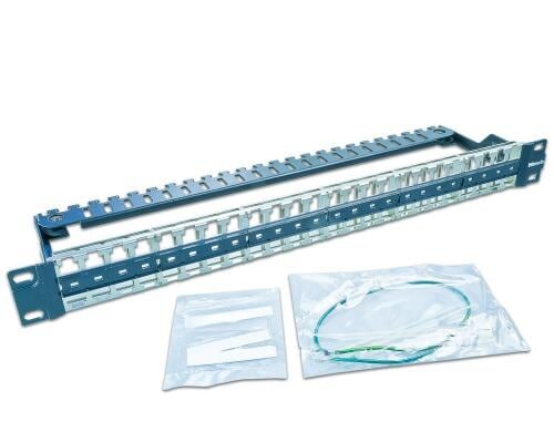 48-Port 1HE 19 Patchpanel, Winkelbar 0/45° Metall, Leerpanel für Keystone Module