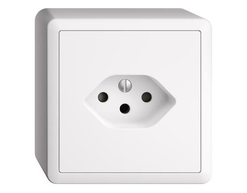 Feller EDIZIOdue Steckdose 1xT13, AP, weiss Komplettset mit Rahmen