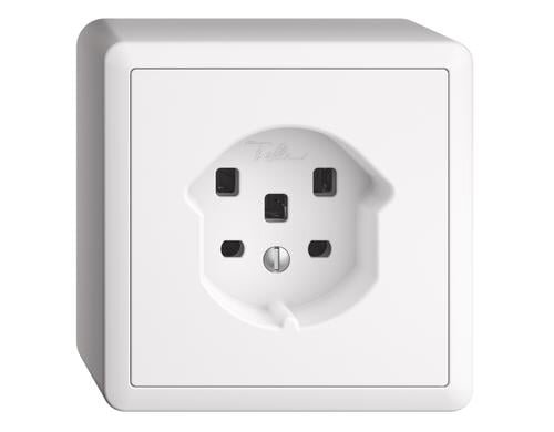Feller EDIZIOdue Steckdose 1xT25, AP, weiss Komplettset mit Rahmen
