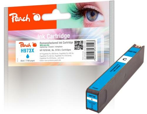Peach Tinte HP F6T81AE, No.973X cyan 85ml, 7700 Seiten