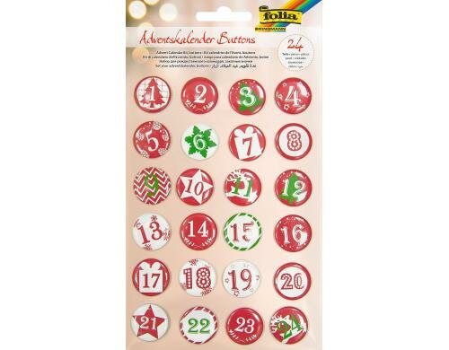 Folia Adventskalender Buttons Ansteck-Sicherheitsnadel