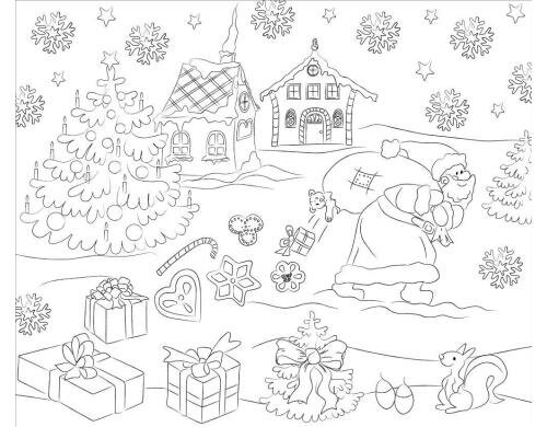 URSUS Tischset zum Ausmalen Weihnachtsmann 5 Blatt, Grösse 33x40cm