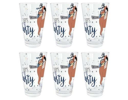 Geda Label Longdrinkglas Faultier 6er Set, Fassungsvermögen: 300ml, blau
