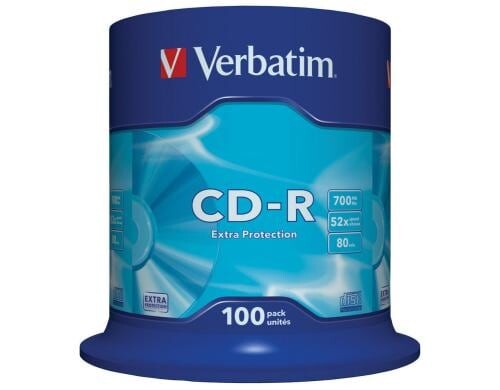 Verbatim CD-R 52x 80Min/700MB 100er Spindel Bis 52-fach, m.Logo/n.bedruckbar