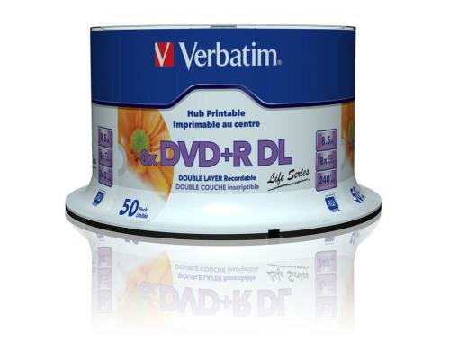 Verbatim DVD+R 8x Double Layer 8.5GB,50Sp bis 8-fach, bedruckbar ohne Logo
