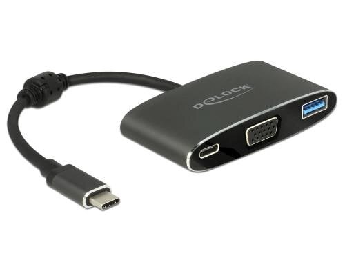 Monitoradapter USB Typ-C zu VGA/USB3 & PD 4K bis 30Hz, schwarz, DP Alternate Mode